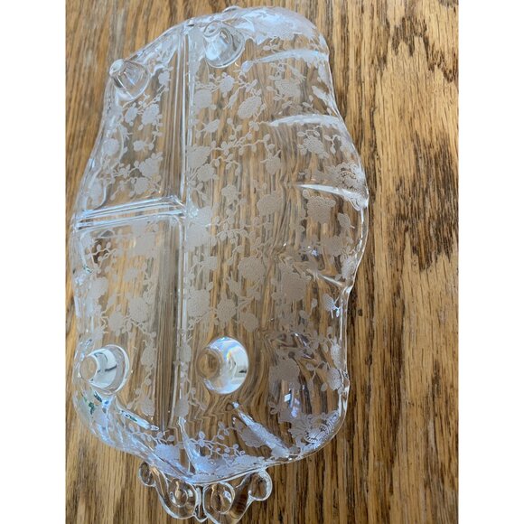 Vintage Footed Divided Dish Relish Floral Flower - Picture 8 of 11